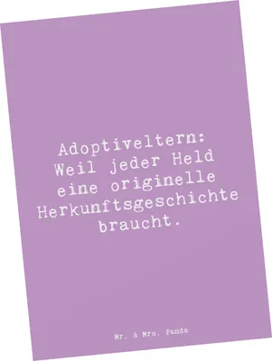 Produktbild von Mr. & Mrs. Panda Postkarte Spruch Adoptiveltern Helden - Lavendeltraum - Geschenk, Ansichtskarte, Verwandte, Herkunftsgeschichte, Familienpflege, Zuneigung, Geburtstage
