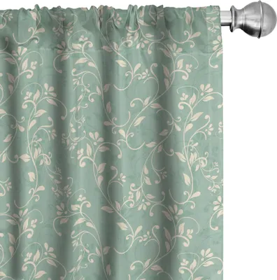 Produktbild von ABAKUHAUS Ranke Vorhänge, Gardinen, Weinlese Art Laub Mit Den Verflochtenen Niederlassungen Kurviges Blatt, 2 Stück 75 x 225 cm, Reseda Grün und Hellgrün