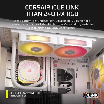 Image de CORSAIR WAK iCUE LINK TITAN 240 RX RGB White AIO 240mm