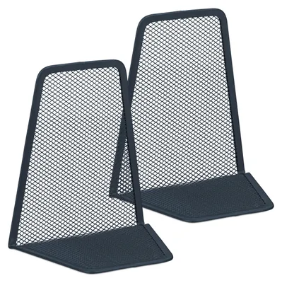 Obrázek produktu pro Sada 2 kusů podpěrek na knihy Relaxdays, rozměry: 14 x 12,5 x 9 cm, moderní síťovaný design, knihy a pořadače, kovové podpěrky, antracitová barva