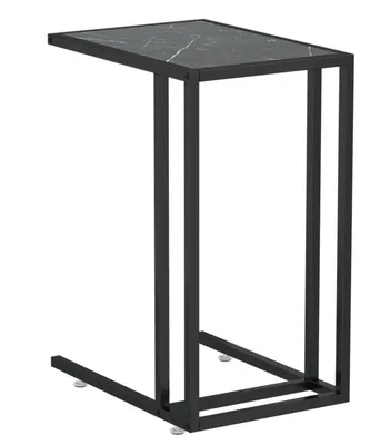 Image de vidaXL Table d'appoint pour ordinateur noir marbre 50x35x65 cm verre trempé