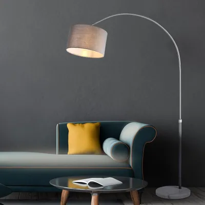 Produktbild von Bogenstehlampe, höhenverstellbar 150-175 cm, Marmorsockel