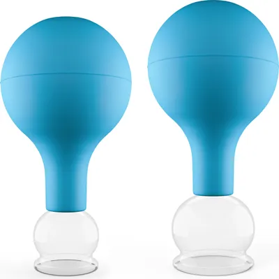 Produktbild von Pulox Schröpfgläser Set aus Echtglas 2 Stück. 2,5cm und 3,2cm Blau