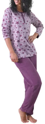 Produktbild von Damen Frottee Pyjama Schlafanzug Sterne als Motiv - auch in Übergrößen bis Gr. 60/62 ; beere , 36