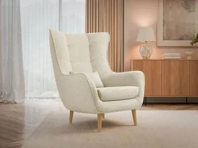 Obrázek produktu pro Designové křeslo ušák LEVI - krémové