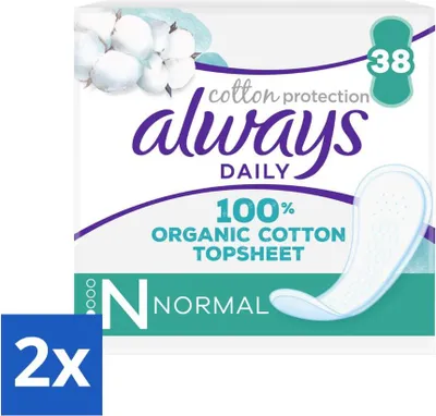 Produktbild von Always - Slipeinlagen - Normal - Baumwollschutz - 38 Slipeinlagen - Vorteilspack - 2 Stücke
