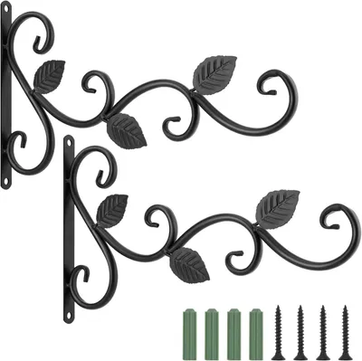 Produktbild von Blumenampel-Haken, 2er-Pack Retro-Wandhaken aus Aluminiumlegierung mit Schrauben für Blumentöpfe, Pflanzen, Laternen, Garten, Balkon, Zaun, Außendekoration