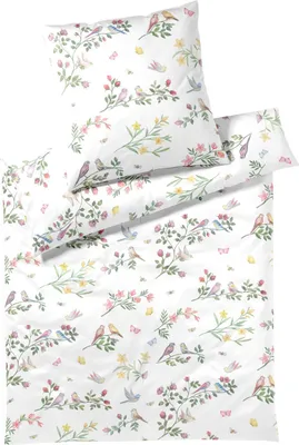 Immagine prodotto di elegante biancheria da letto in raso di seta Songbird bianco 135x200 cm + 80x80 cm