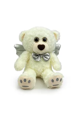 Produktbild von Plüschtier Teddybär 30 cm mit silberen Flügeln – Weiches Kuscheltier, Stofftier