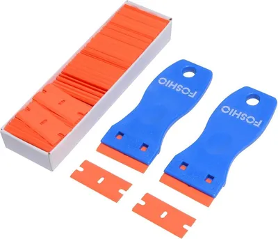 Obrázek produktu pro Plastová škrabka se 100 plastovými čepelemi a ergonomickou rukojetí, pro odstraňování nálepek