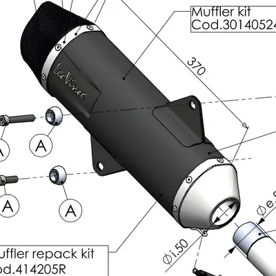 Produktbild von Endschalldämpfer LeoVince Auspuff-Ersatzteil 0230 / 10399, Edelstahl schwarz, Ø 50mm