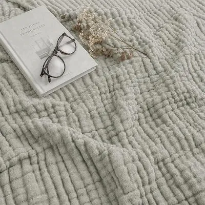 Zdjęcie produktu dla Koc muślinowy bawełniany dla dorosłych oddychający 130X180 cm polarowy