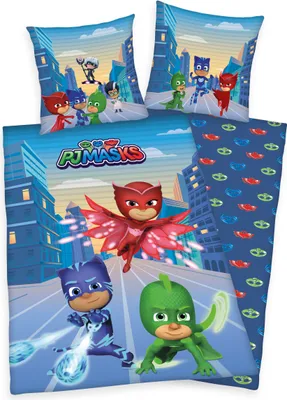 Zdjęcie produktu dla Pościel dwustronna PJ Masks, 80 x 80 cm + 135 x 200 cm