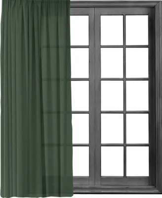 Produktbild von 1 Stück Gardine mit Kräuselband Blickdicht Leinen Look 140x245cm Vorhänge Gardinen Vorhang Universalband für Schiene Dunkelgrün 1er Pack