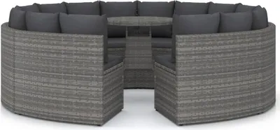 Obrázek produktu pro vidaXL 9dílná zahradní sedací souprava s polštáři Poly Rattan Grey