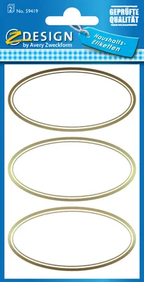 Produktbild von Zweckform Einmachetikett oval Goldrand 76x120 mm 59419 6 Stück