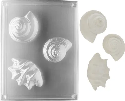 Produktbild von Gießform Muschel-Trio mit 3 Schnecken-Motiven, 175 ml, robuster Kunststoff für Seifen & Deko