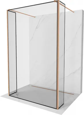 Produktbild von Mexen Kioto freistehende Duschwand 160 x 30 x 30 cm, schwarzes Muster, gebürstetes Kupfer - 800-160-030-222-65-70-030