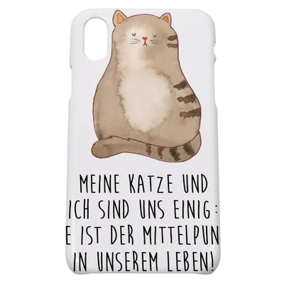 Produktbild von Mr. & Mrs. Panda Iphone 10 Handyhülle Katze Sitzen - Weiß - Geschenk, Hülle, Katzen, Kater, X, Handy, Cover, Cat, Herz