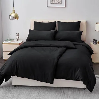 Produktbild von Famanu Bettwäsche Set mit Reißverschluss - 4-teilig 135 x 200 cm Schwarz