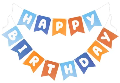 Happy Birthday Girlande, Papier, Blau/Orange, 16x20 cm, 6 m