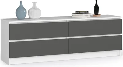 Produktbild von Akord Kommode 4 Schubladen Weiß/Graphitgrau 160X40X55 Cm