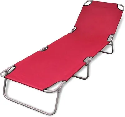 Produktbild von Klappbare Sonnenliege Gartenliege Relaxliege Strandliege Liegestuhl Balkonliege Freizeitliege Verstellbare Rückenlehne für Garten Balkon Terrasse Rot