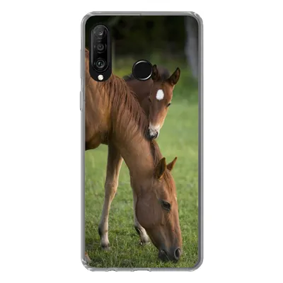 Produktbild von MuchoWow® Handyhülle Schutzhülle Hülle für Huawei P30 Lite Pferde - Gras - Porträt Silikon Softcase Handy Hülle - Handyhülle