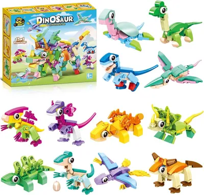 Imagen del producto de Juego de construcción de dinosaurios 3 en 1, con 12 piezas, para niños a partir de 6 años