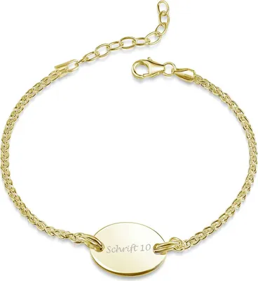 Produktbild von MATERIA by Matthias Wagner Gold Armband personalisiert ovale Gravurplatte 925 Silber vergoldet 16,5-19,5cm SA-155-Gold