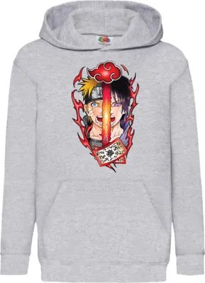 Produktbild von Kinder Kapuzenpullover Naruto Naruto V Sasuke 02, 7-8 Jahr - 128 / Grau