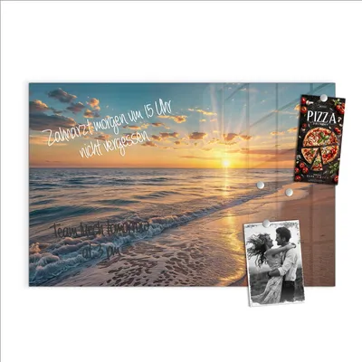 Produktbild von Magnettafel 60x40cm Pinnwand Whiteboard beschreibbar - Sonnenaufgang Meer