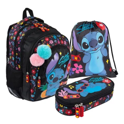 Produktbild von Rucksack Set Lilo und Stitch Aloha Black St. Majewski 3-teiliges Schulset
