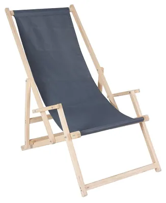 Image de Bain de soleil Accoudoir Anthracite Plage Chaise de camping Bois pliable Siège pliant Balcon