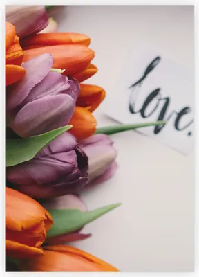 Produktbild von 4x Schöne Blumen Grußkarte mit Tulpen: love