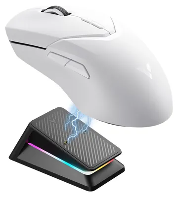 Zdjęcie produktu dla Bezprzewodowa mysz gamingowa z podświetleniem RGB i magnetyczną stacją dokującą VT9SE PLUS, kolor biały