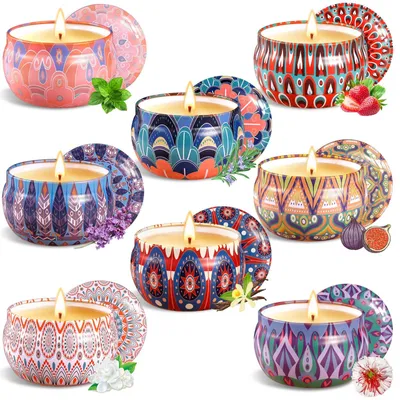 Duftkerzen 8er-Set, Sojawachs, Aromatherapie, Lavendel, Geschenk