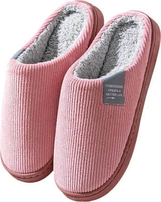 Obrázek produktu pro ASKSA Pantofle Dámské pánské zimní plyšové pantofle Teplé plstěné pantofle Dámské pohodlné plstěné pantofle, růžová, Velikost: 36-37