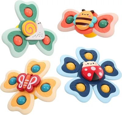 Produktbild von Vanmor Saugnapf Spinner 4er Baby Fidget Spielzeug Reise Bad Fenster. Hochwertig Praktisch Langlebig für Küche Haushalt Praktisch