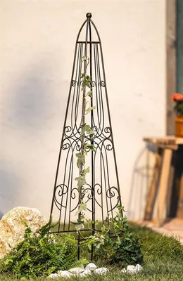Produktbild von Rankturm "Romance" aus Metall, dunkelbraun in Antik Optik, 115 cm hoch, Rankhilfe, Rankgerüst, Rankgitter