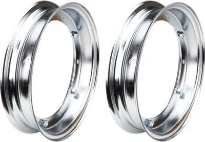 Productafbeelding van 2 x Chrome velgen, maat 2.10-10, geschikt voor Piaggio Ape / Vespa modellen - RMS