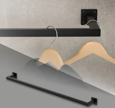Obrázok produktu pre Obdĺžnikový vešiak na stenu ML-Design, 12x110 cm, čierny, z ocele, vešiak v tvare U, vrátane montážneho materiálu
