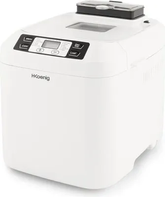 Obrázok produktu pre HKoenig BAKE340 Hriankovač, 12 programov, 3 stupne opekania, až 800 g, 550 W, zásobník na obilie, biela farba