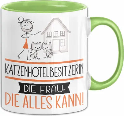 Produktbild von Katzenhotelbesitzerin Geschenk Tasse Becher Die Frau Die Allen Kann Geschenkidee für eine Katzenhotelbesitzerin Lustig (Grün)