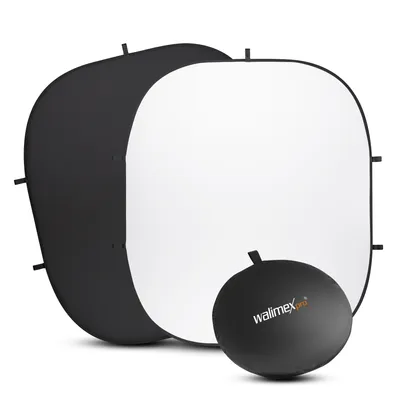 Image de Walimex pro Fond Photo Pliable 2-en-1 Noir/Blanc 200 x 230 cm Toile de Fond Studio Anneau à ressort Cadre Housse de transport Accessoire Photographie Vidéo