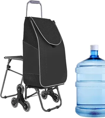 Produktbild von Treppensteigender Einkaufswagen Für Einkäufe 3-Rädriger Wasserdichter | Lebensmittel Einkaufswagen Für Senioren Treppensteigen Supermarkt Markt Wäsche Zuhause Haushalt Auto Bus