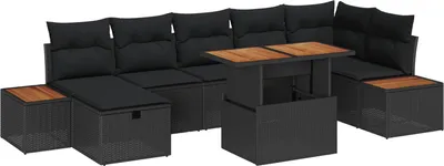Immagine prodotto di vidaXL Set di divani da giardino 8 pezzi in polirattan nero