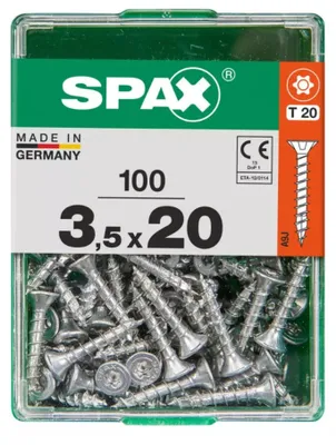 Produktbild von Spax Universalschrauben 3.5 x 20 mm TX 20 Senkkopf - 100 Stk.