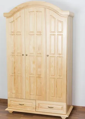Produktbild von Landhaus-Stil Kiefer-Kleiderschrank massiv Natur 224x133x60 cm