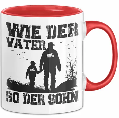 Produktbild von Vater Sohn Tasse Geschenk Lustige Geschenkidee Spruch Motorrad-Fahrer (Rot)